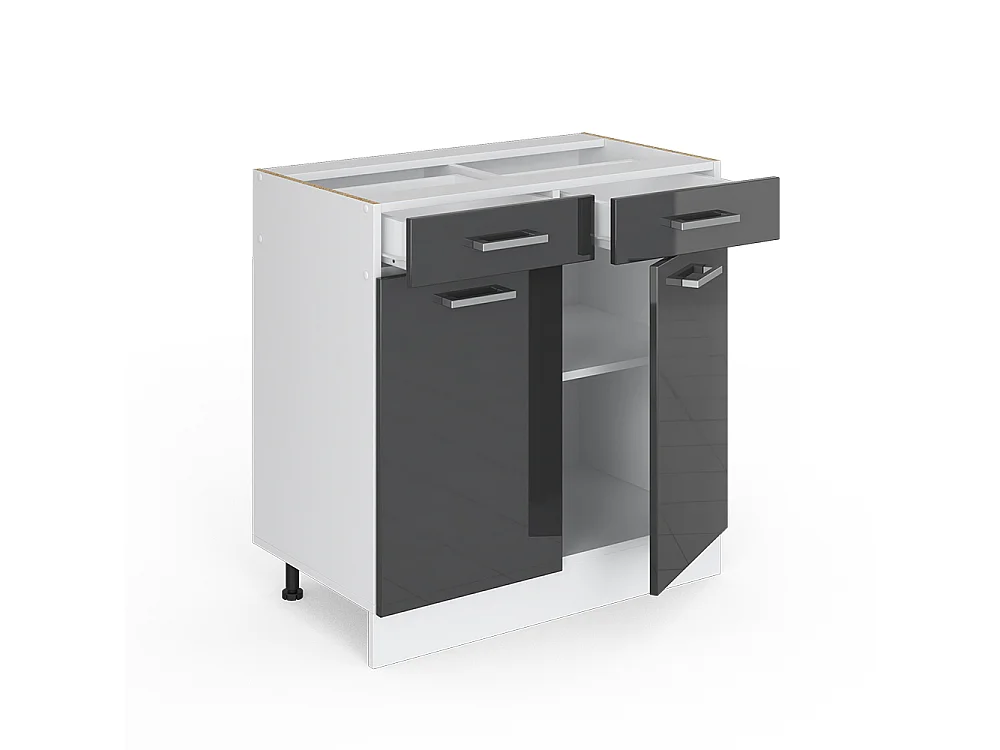 Meuble cuisine anthracite haute brillance 80x46x81.6 r-line