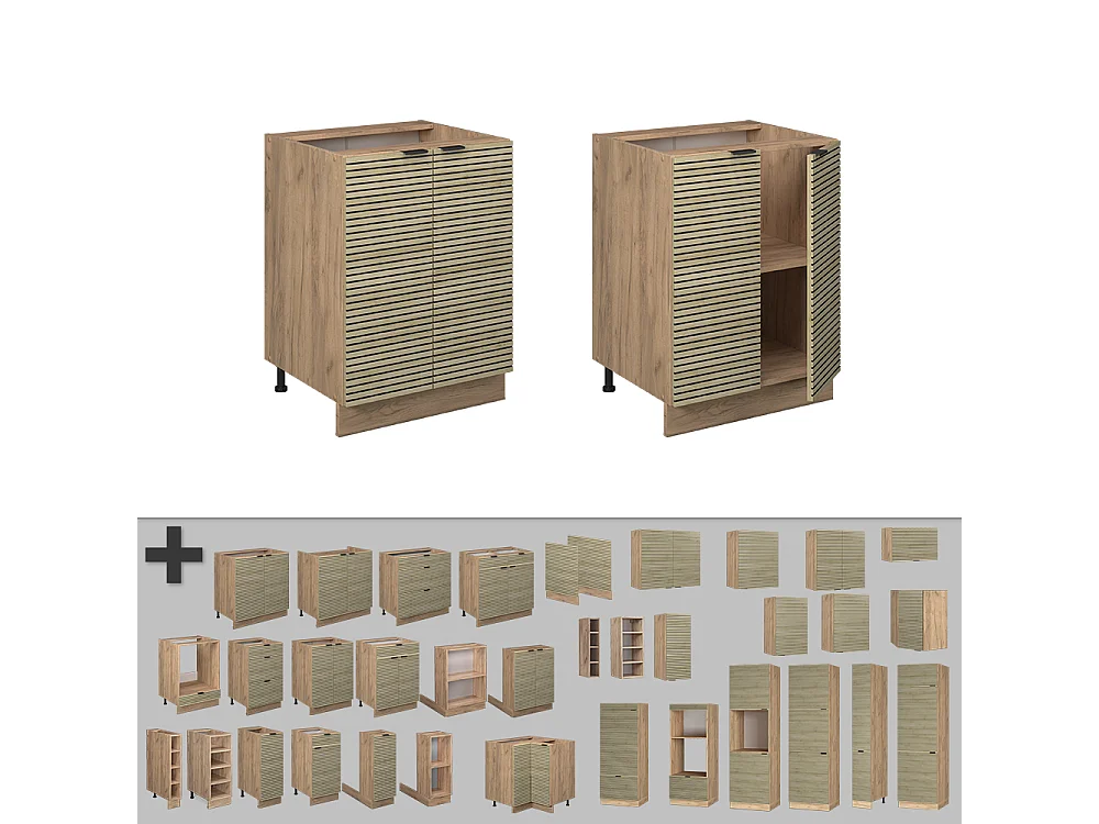 Keukenonderkast eiken paneel 60x51.6x82 fame-line