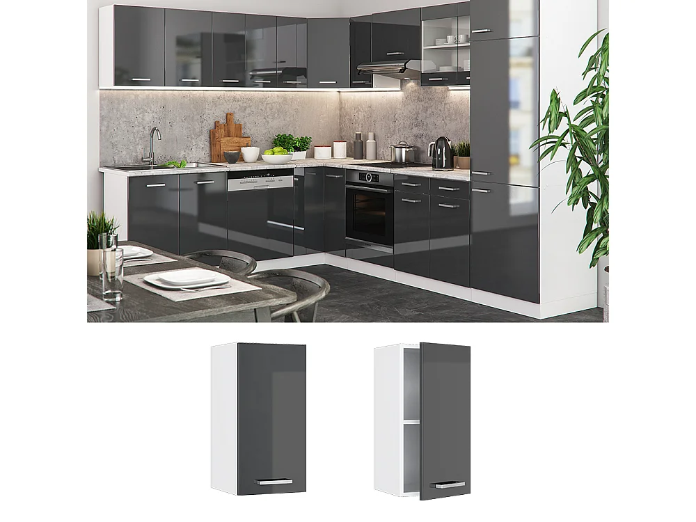 Elément haut de cuisine anthracite haute brillance 30x31x60 r-line