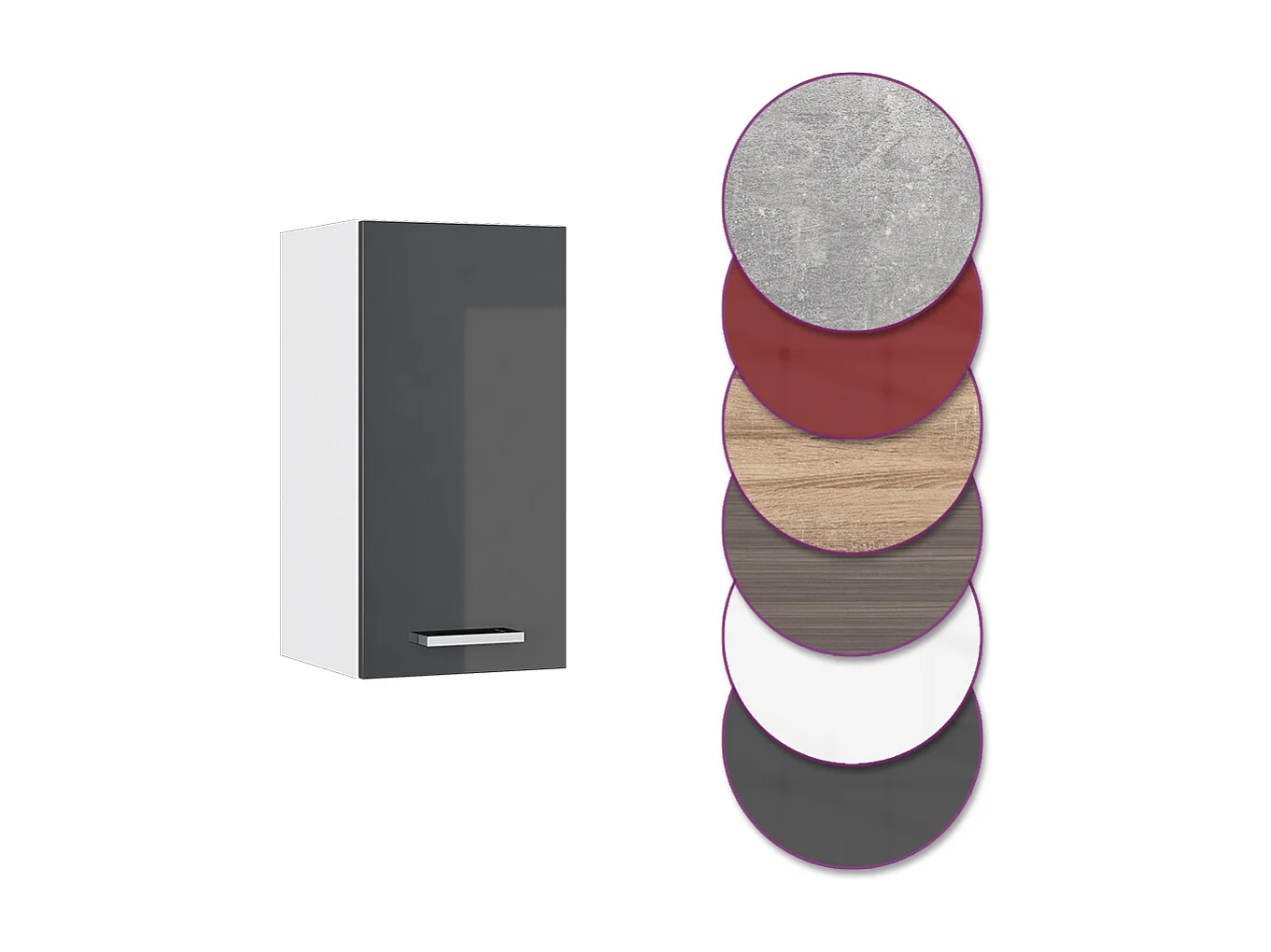 Elément haut de cuisine anthracite haute brillance 30x31x60 r-line