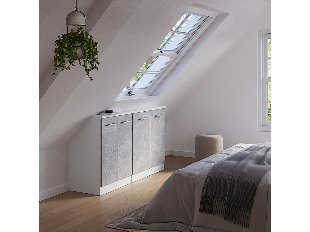 Armario de cocina para techo inclinado hormigón 140x46x81.6 r-line