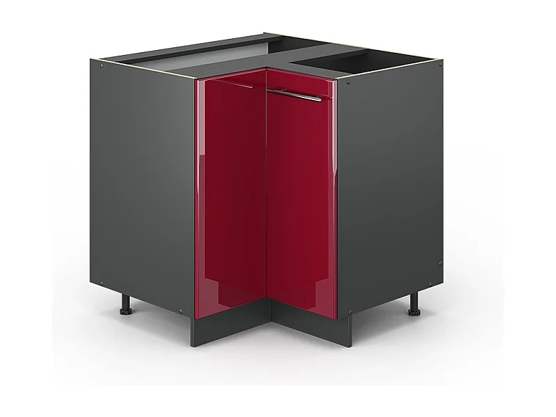 Armario de esquina rojo burdeos alto brillo 80.5x51.6x82 fame-line