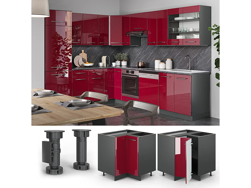 Meuble dangle rouge bordeaux haute brillance 80.5x51.6x82 fame-line