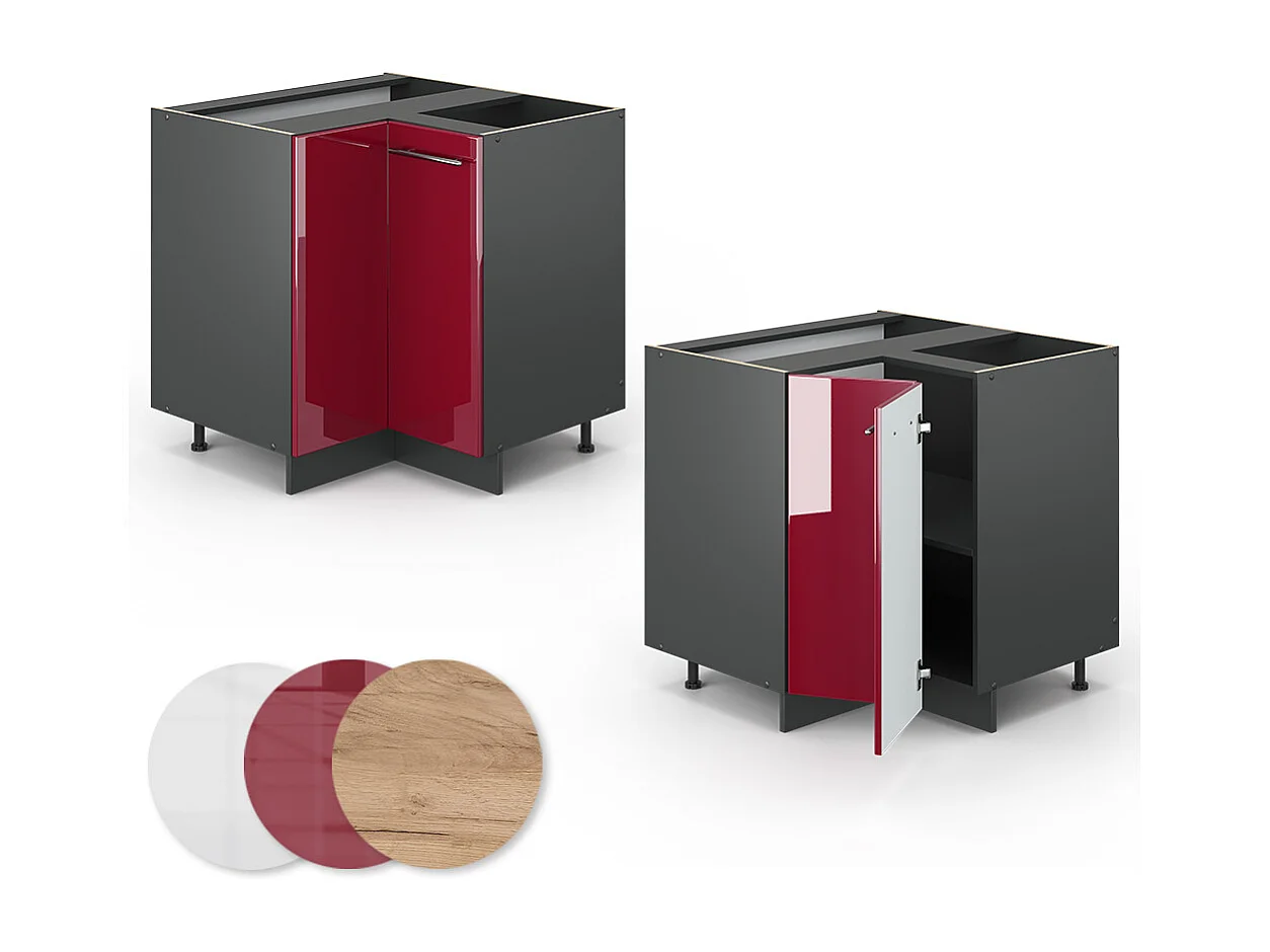Eckunterschrank bordeaux hochglanz 80.5x51.6x82 fame-line