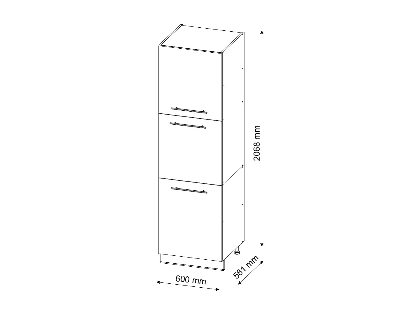 Armario para horno empotrado roble negro alto brillo 60x58x206.8 fame-line