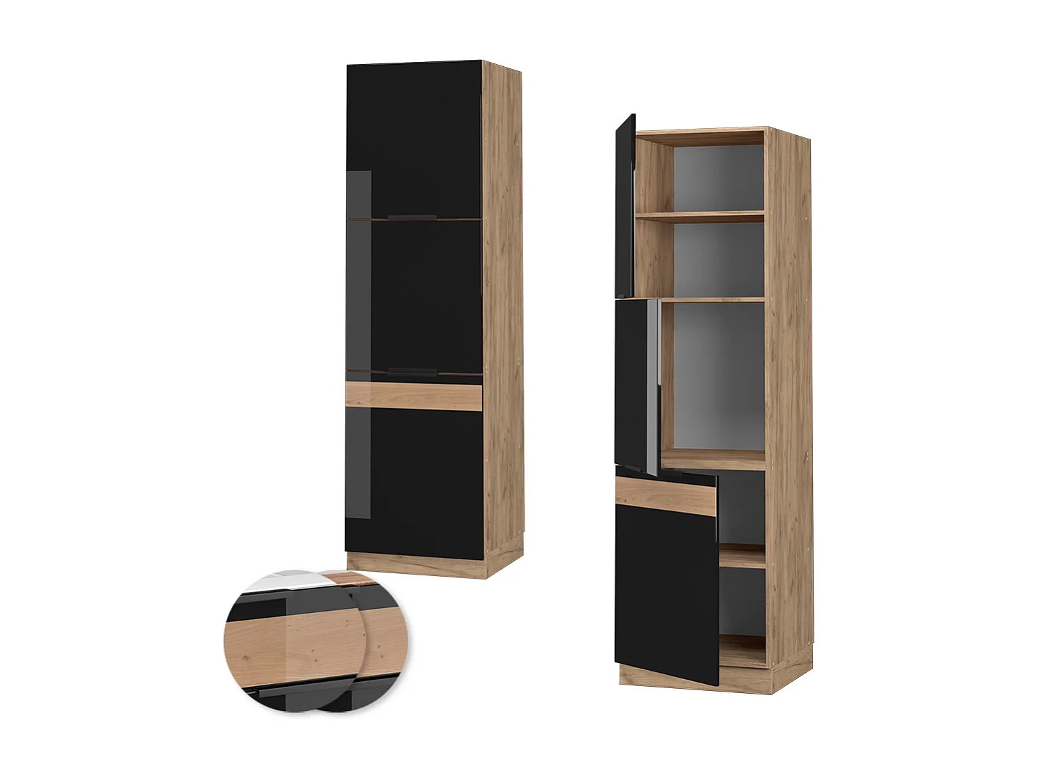 Armario para horno empotrado roble negro alto brillo 60x58x206.8 fame-line