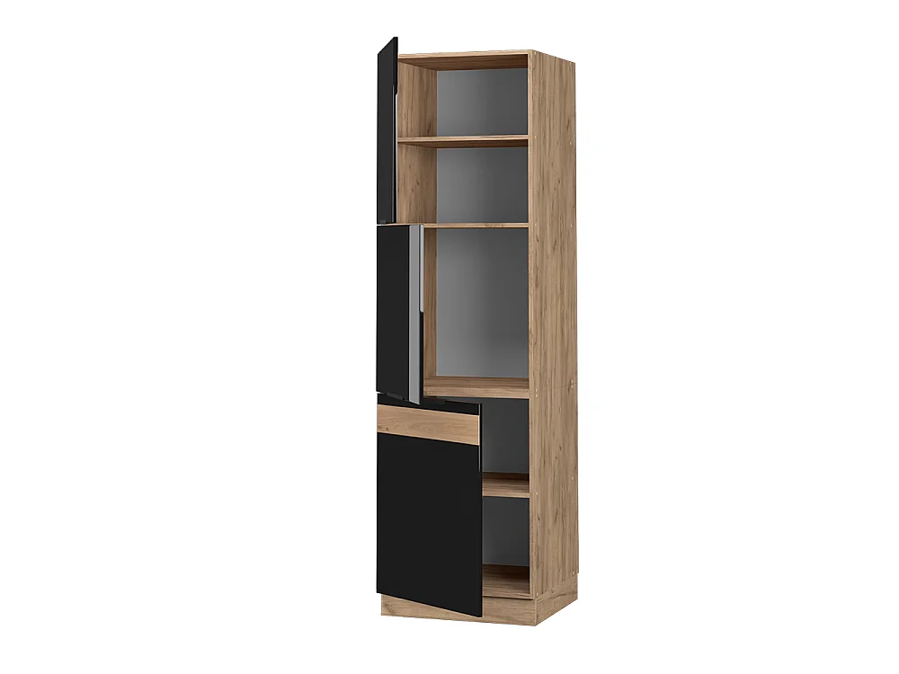 Herdumbauschrank schwarz eiche hochglanz 60x58x206.8 fame-line