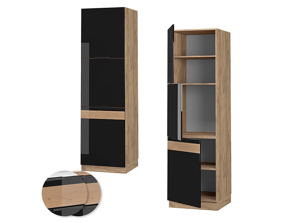 Herdumbauschrank schwarz eiche hochglanz 60x58x206.8 fame-line