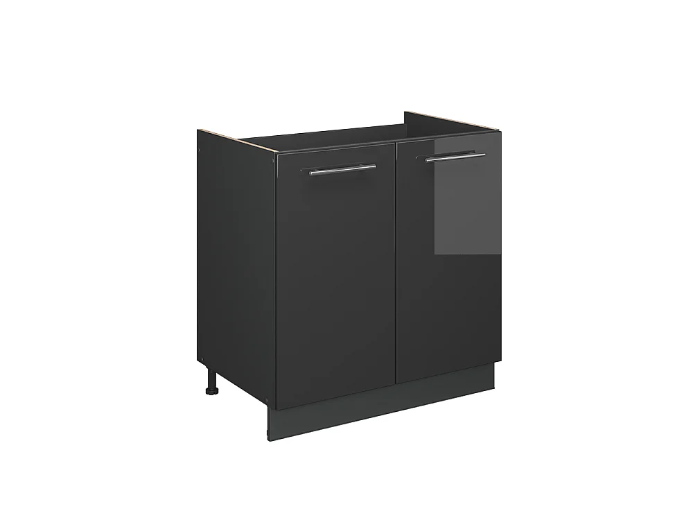 Meuble bas sous-évier anthracite haute brillance 80x60x82 fame-line