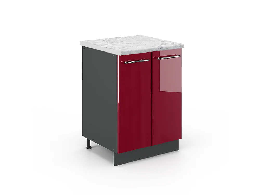 Meuble bas de cuisine rouge bordeaux haute brillance 60x60x82 fame-line