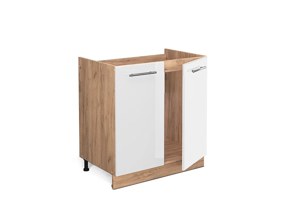 Meuble bas sous-évier blanc haute brillance 80x51.6x82 fame-line