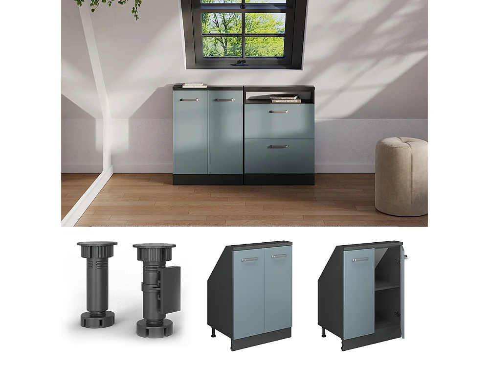 Meuble sous pente bleu-gris 60x46x81.6 r-line