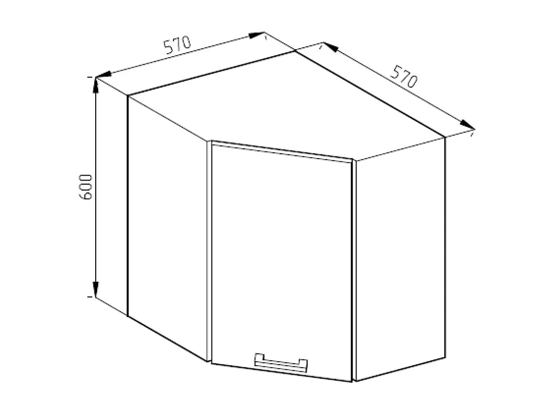 Armario colgante de esquina antracita alto brillo 57x34.1x60 r-line
