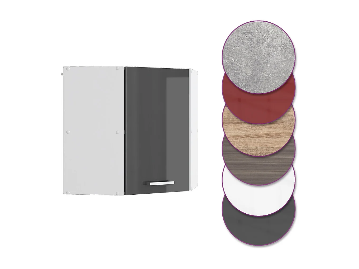 Armario colgante de esquina antracita alto brillo 57x34.1x60 r-line