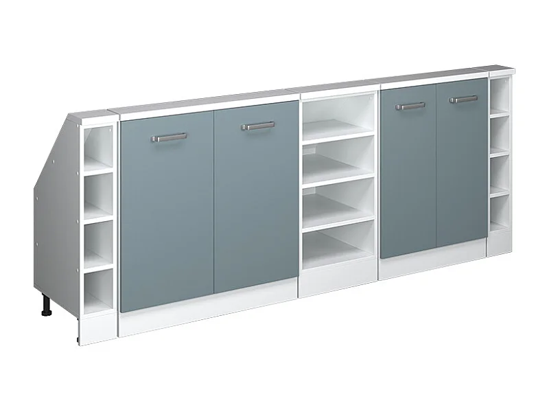 Armário de cozinha para sótão inclinado azul-cinza 215x46x81.6 r-line