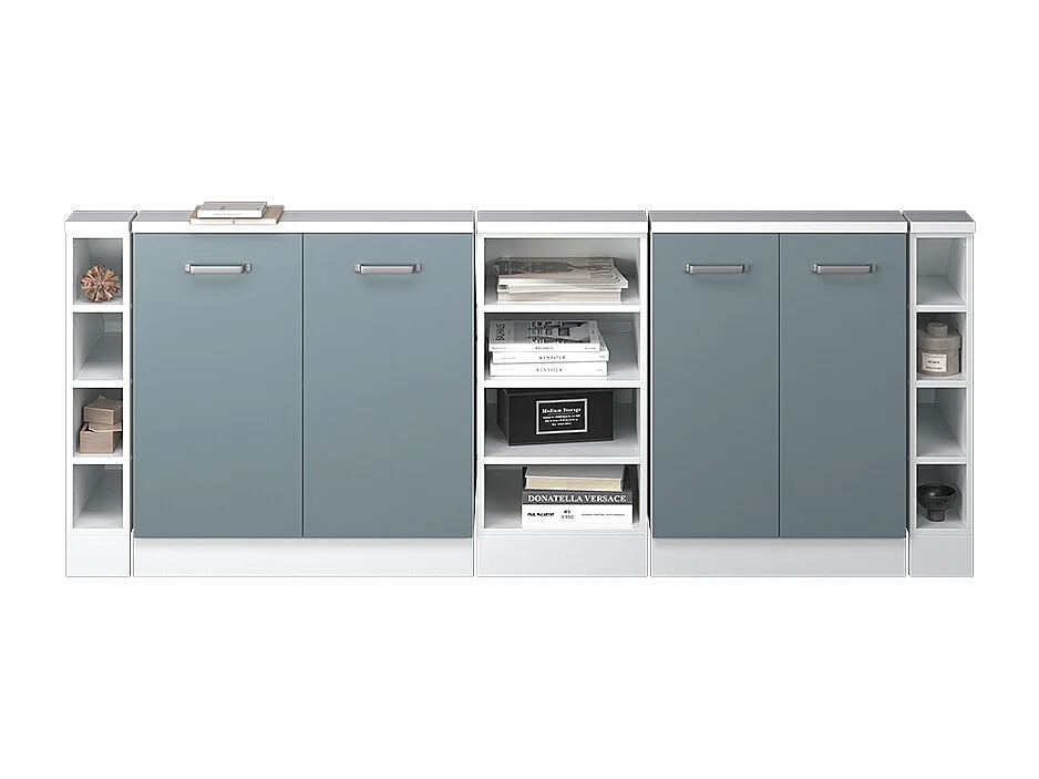 Armario de cocina para techo inclinado gris azulado 215x46x81.6 r-line