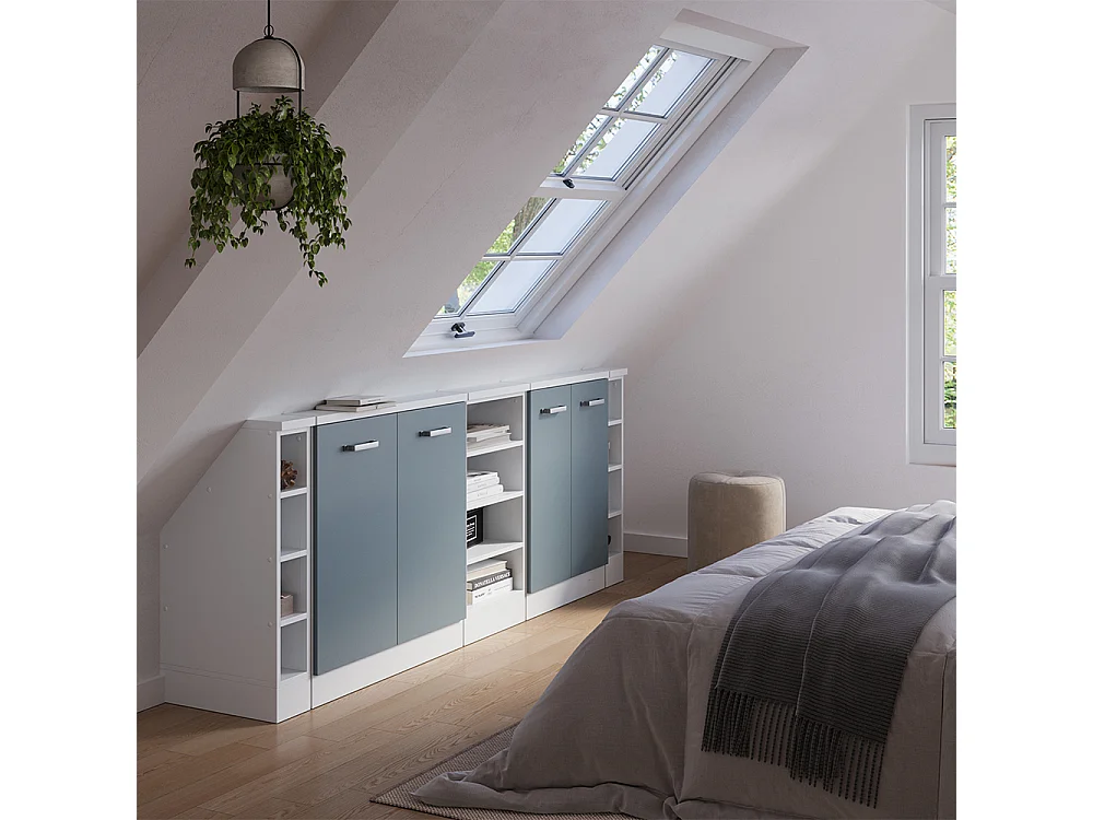 Küchenschrank für Dachschrägen blau-grau 210x46x81.6 r-line