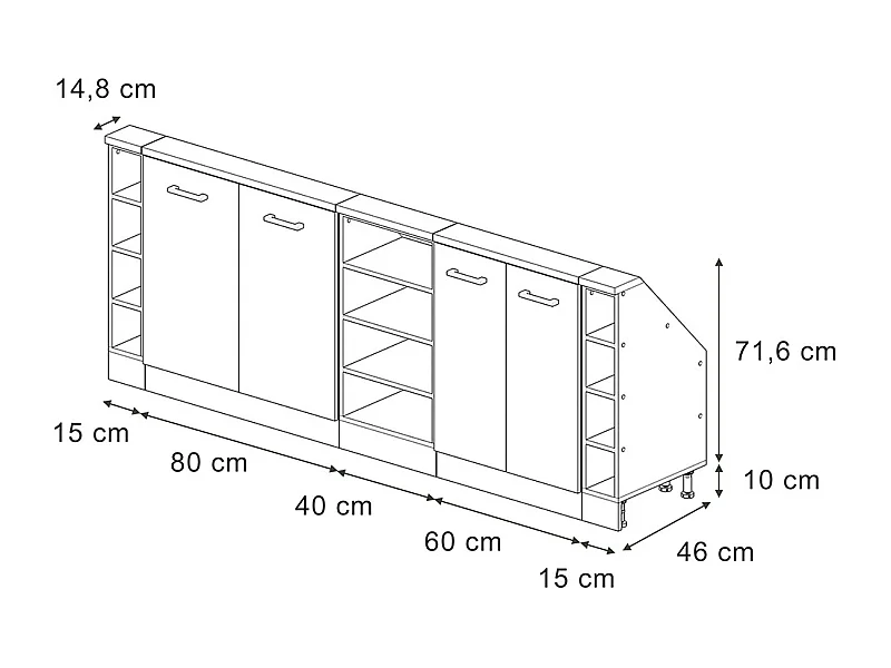 Meuble sous pente bleu-gris 210x46x81.6 r-line