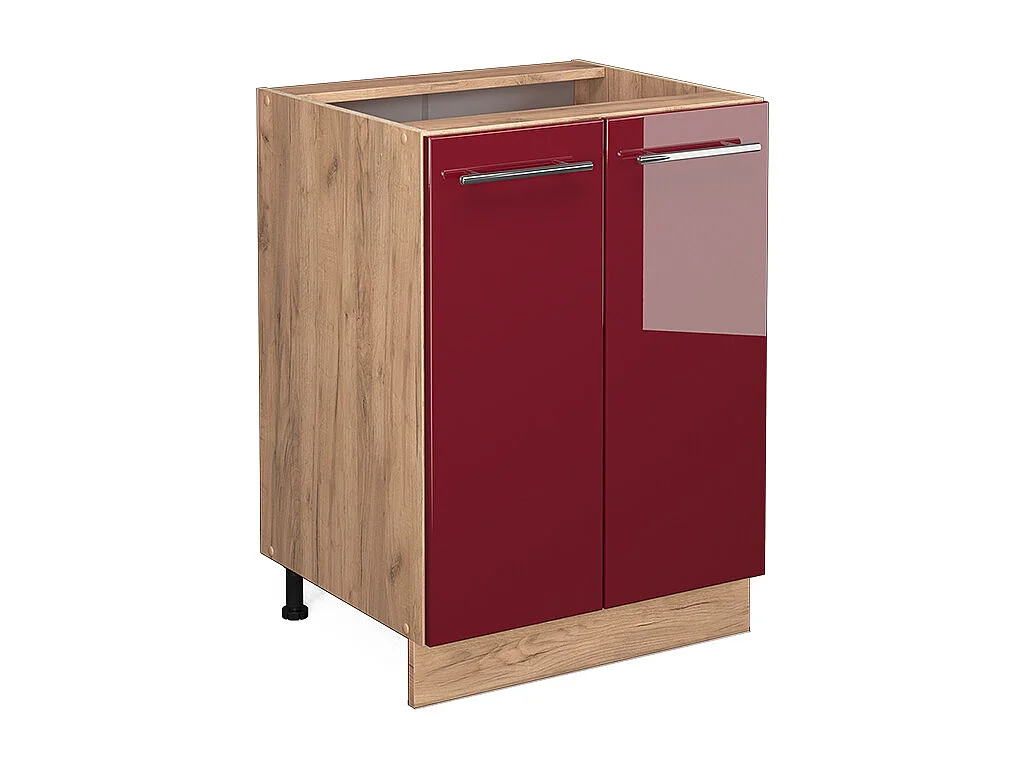 Mueble bajo de cocina rojo burdeos alto brillo 60x51.6x82 fame-line