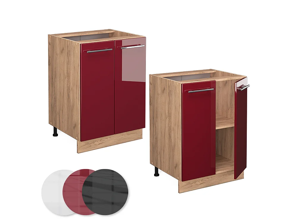 Keukenonderkast bordeauxrode hoogglans 60x51.6x82 fame-line
