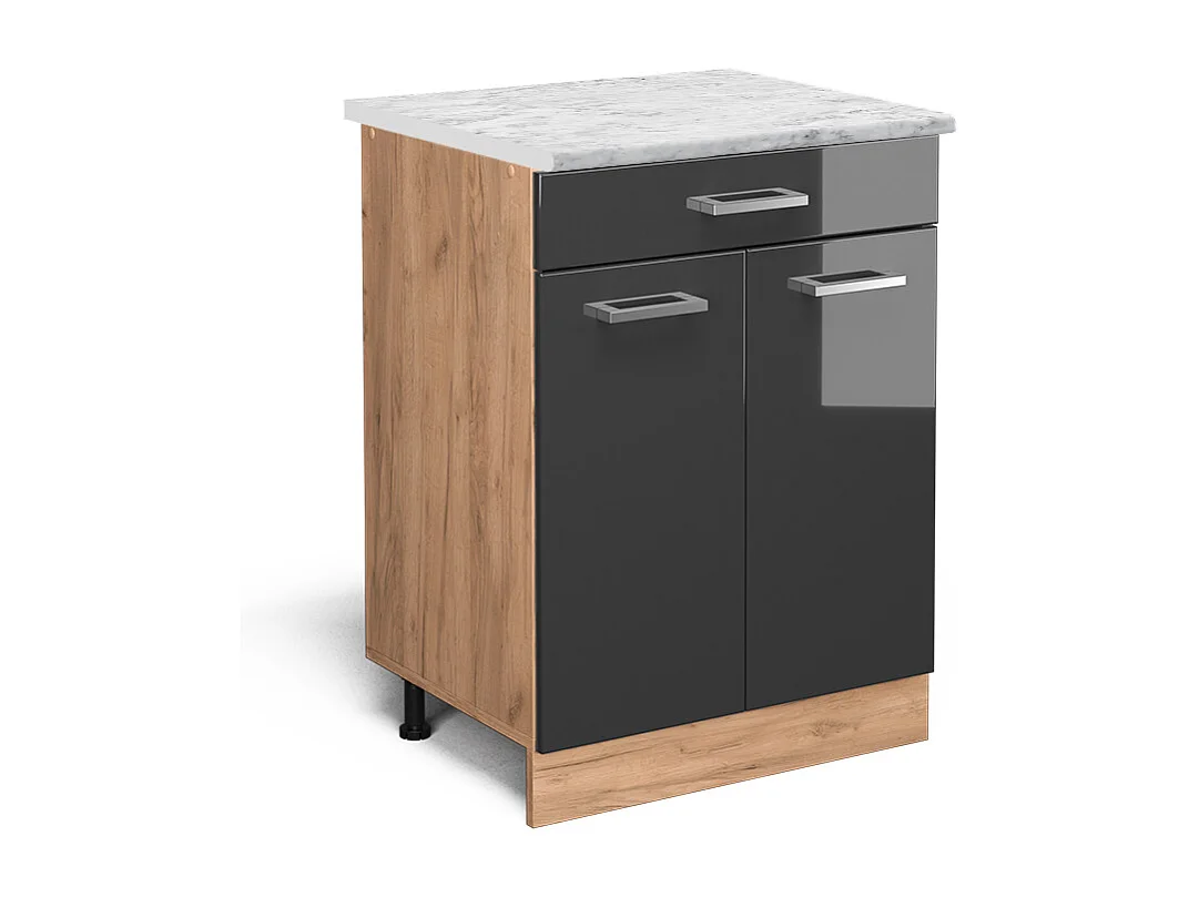 Meuble cuisine anthracite haute brillance 60x60x81.6 r-line