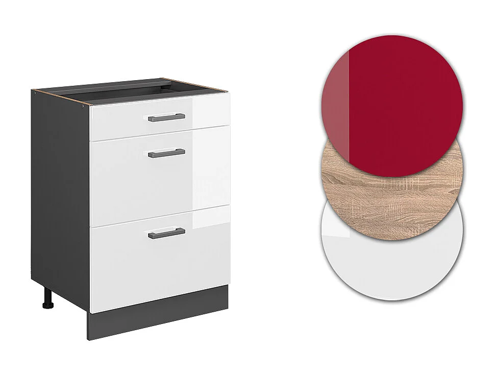 Mueble bajo de cocina blanco alto brillo 60x46x81.6 r-line