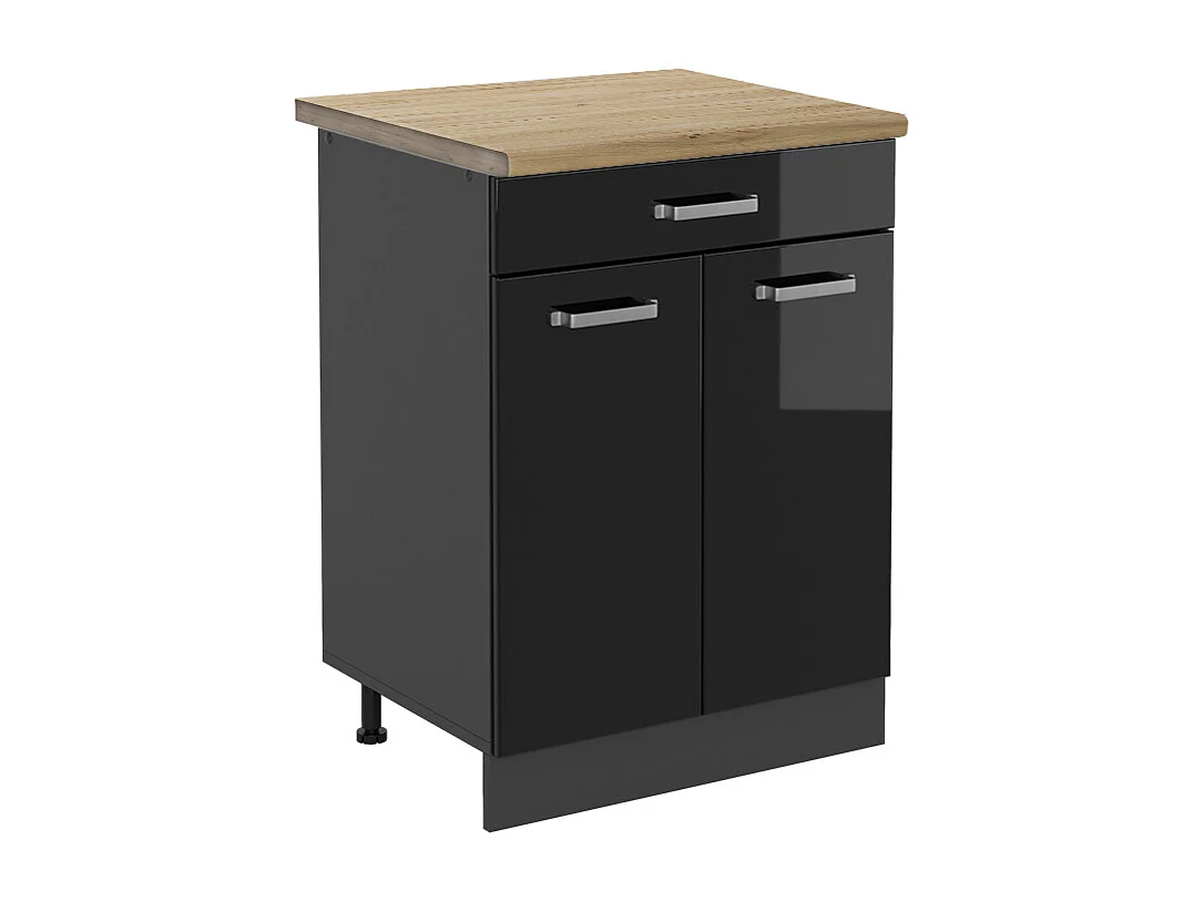 Mueble bajo de cocina negro brillo intenso 60x60x81.6 r-line