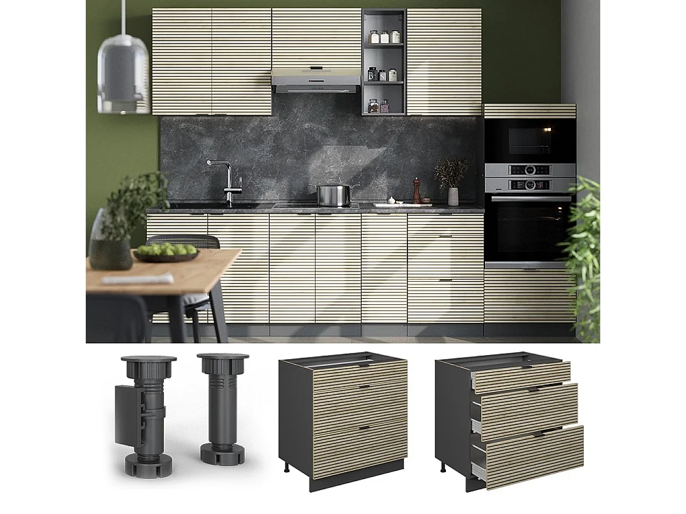 Mobiletto base per cucina pannello in quercia 80x60x82 fame-line