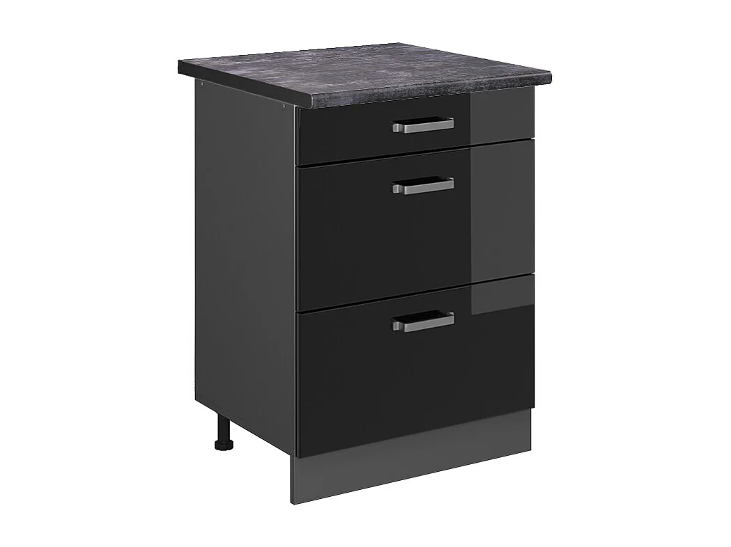 Mueble bajo de cocina negro brillo intenso 60x60x81.6 r-line