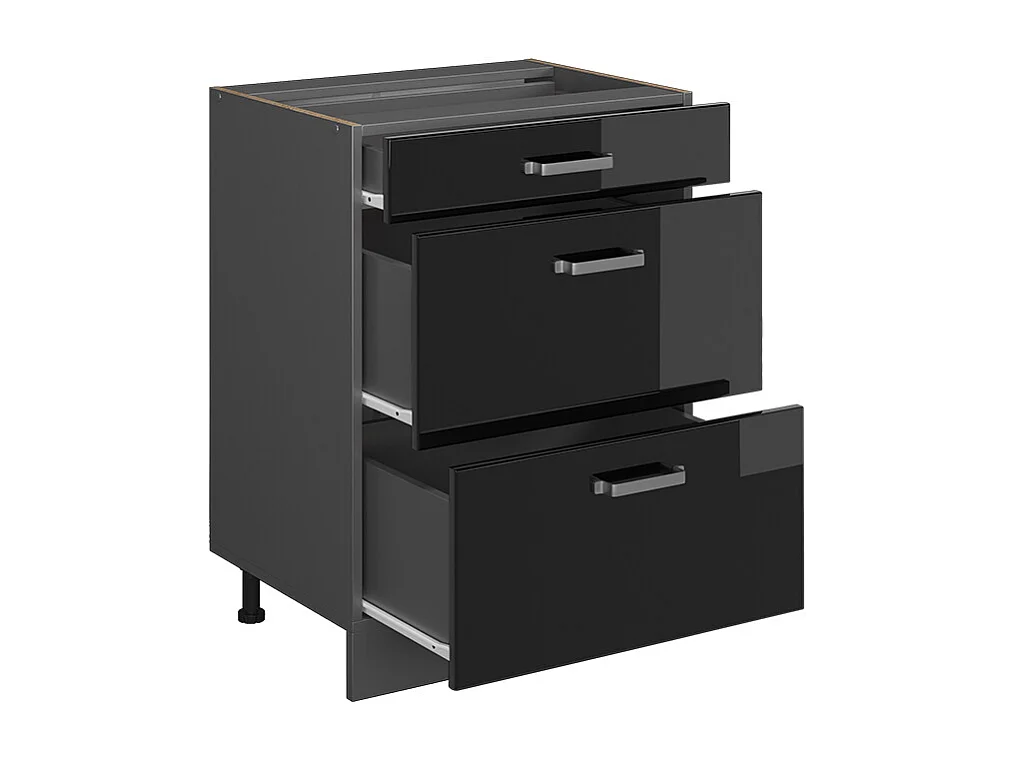 Mueble bajo de cocina negro brillo intenso 60x60x81.6 r-line