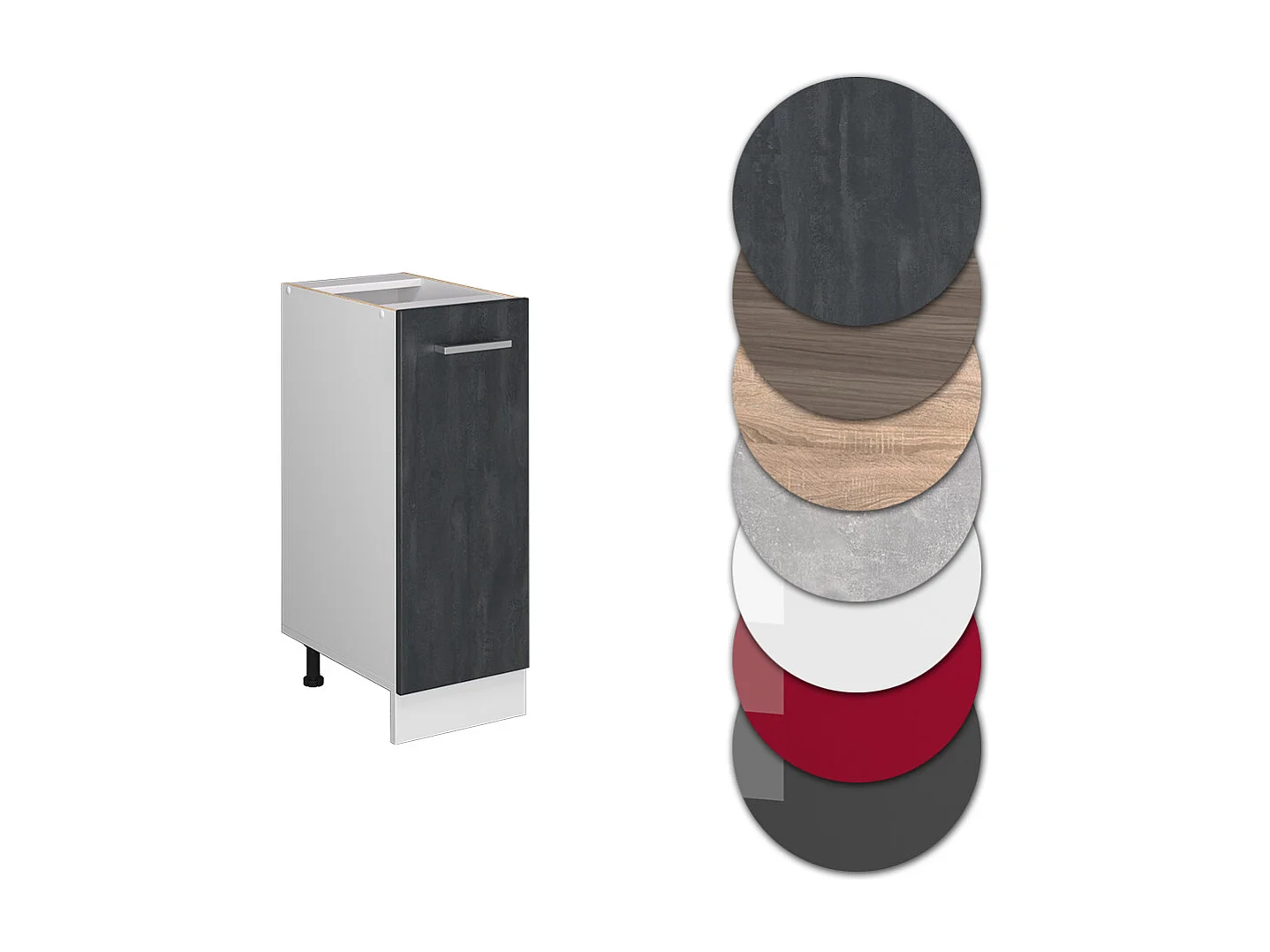 Armadio cucina dispensa alto calcestruzzo nero 30x60x81.6 r-line