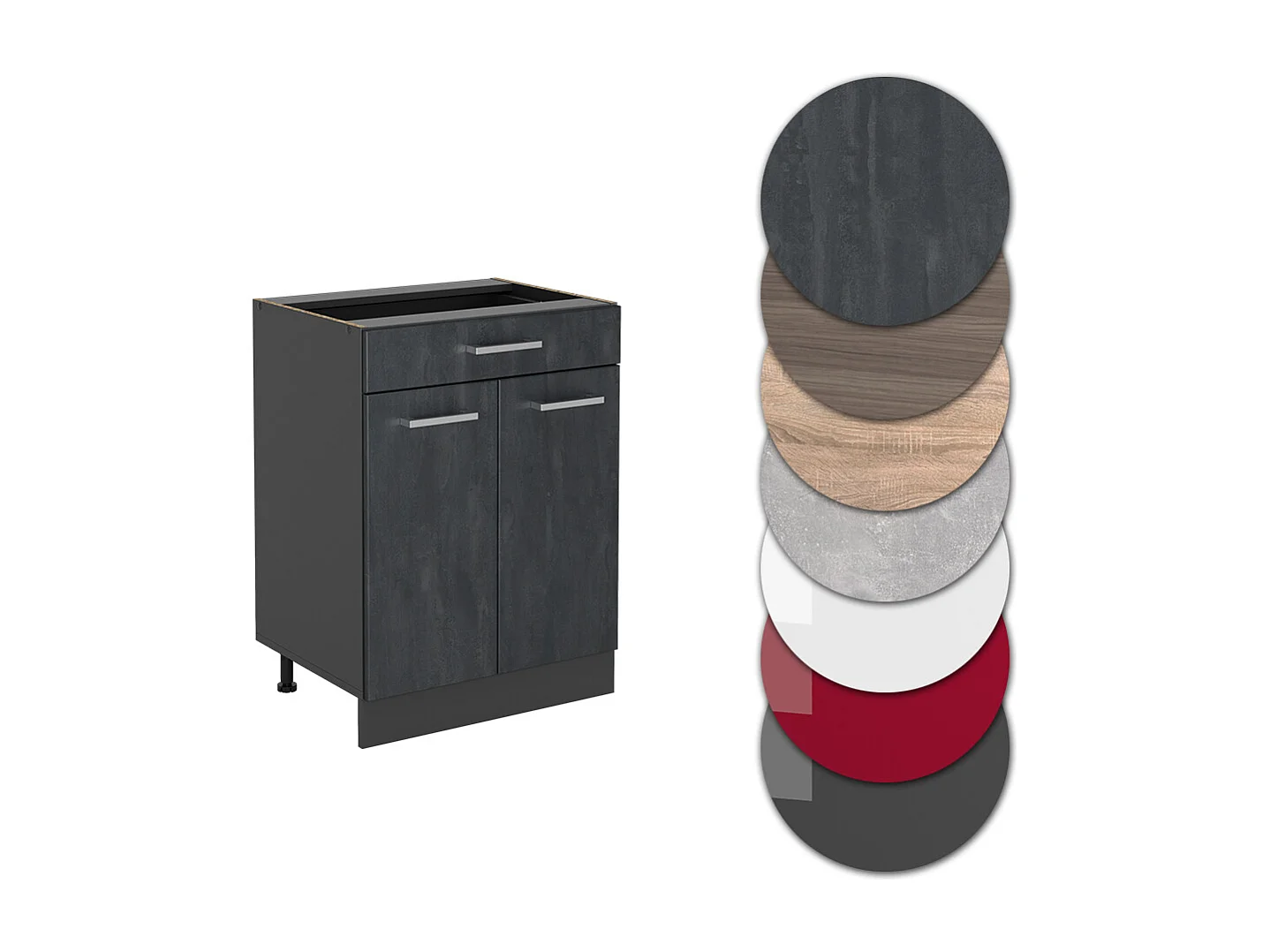 Meuble cuisine béton noir 60x60x81.6 r-line