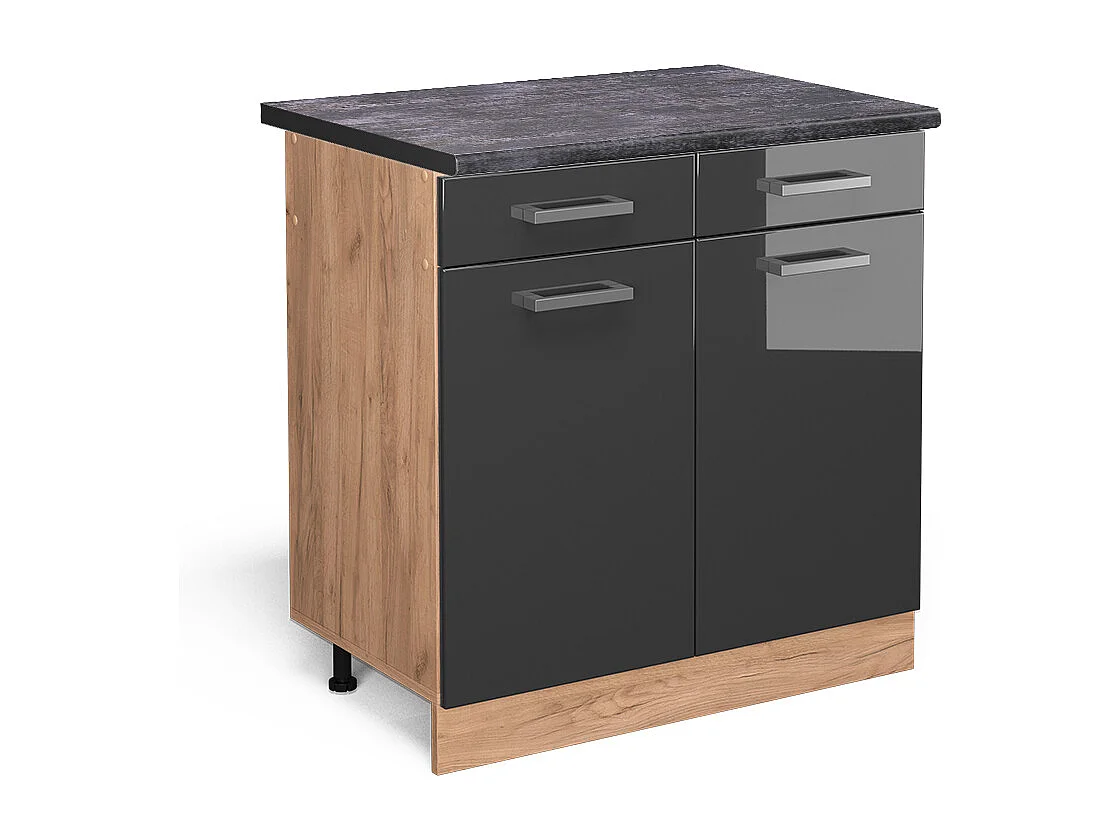 Meuble cuisine anthracite haute brillance 80x60x81.6 r-line