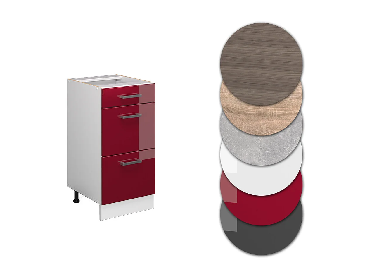 Meuble cuisine rouge brillant 40x46x81.6 r-line