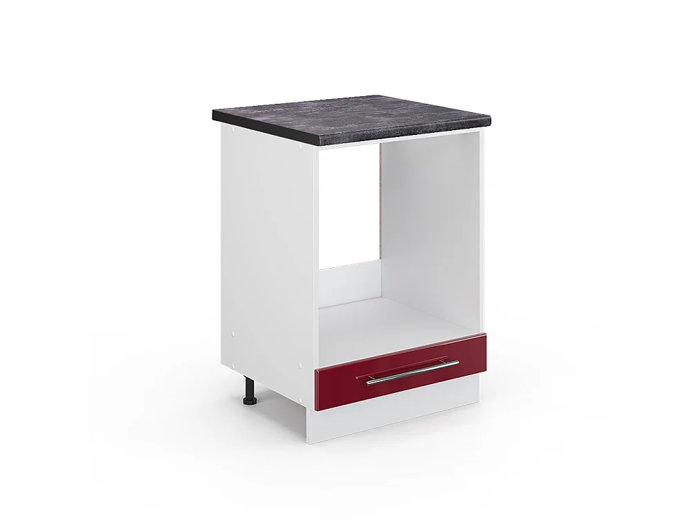 Meuble pour four rouge bordeaux haute brillance 60x60x82 fame-line