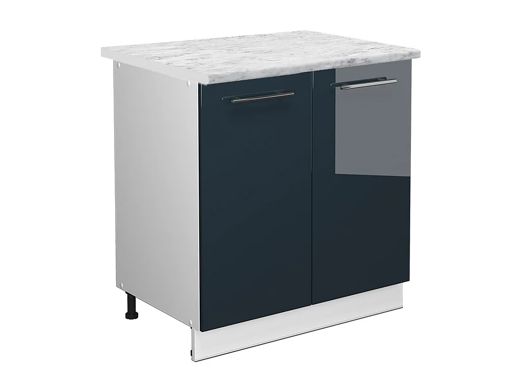 Meuble bas sous-évier bleu foncé brillant 80x60x82 fame-line