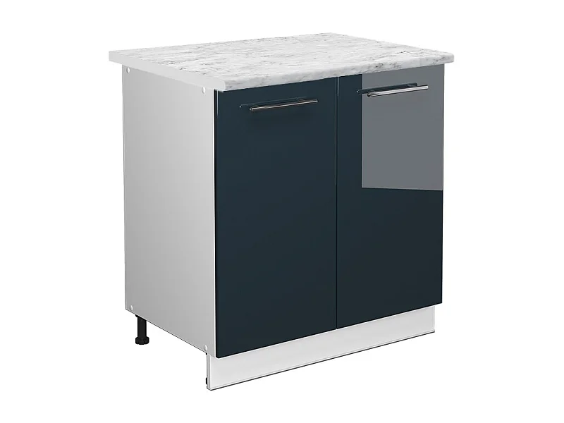 Meuble bas sous-évier bleu foncé brillant 80x60x82 fame-line