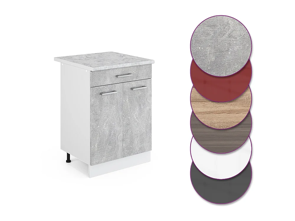 Mobiletto base per cucina calcestruzzo 60x60x81.6 r-line