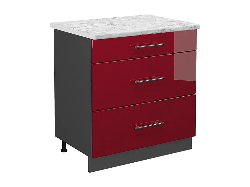 Mobiletto base per cucina rosso bordeaux lucido 80x60x82 fame-line