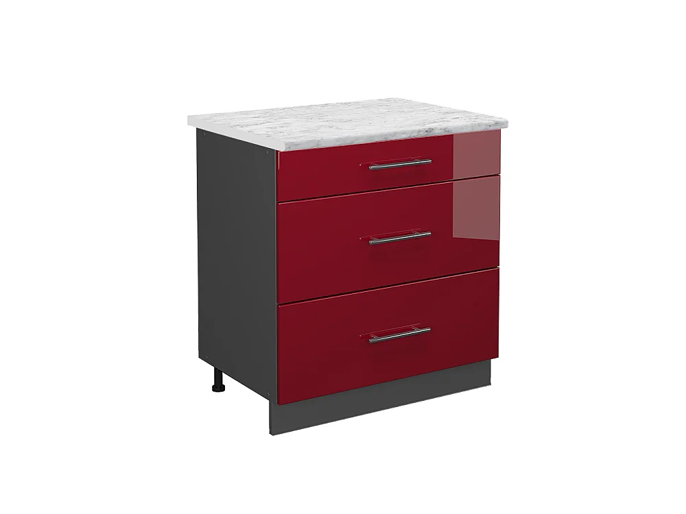 Meuble cuisine rouge bordeaux haute brillance 80x60x82 fame-line