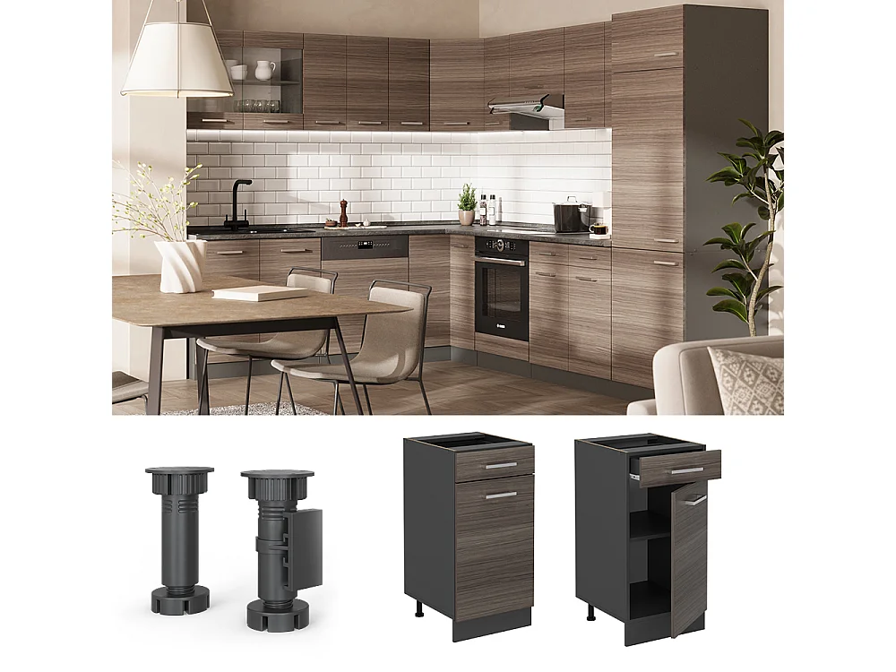 Meuble cuisine gris noble 40x46x81.6 r-line