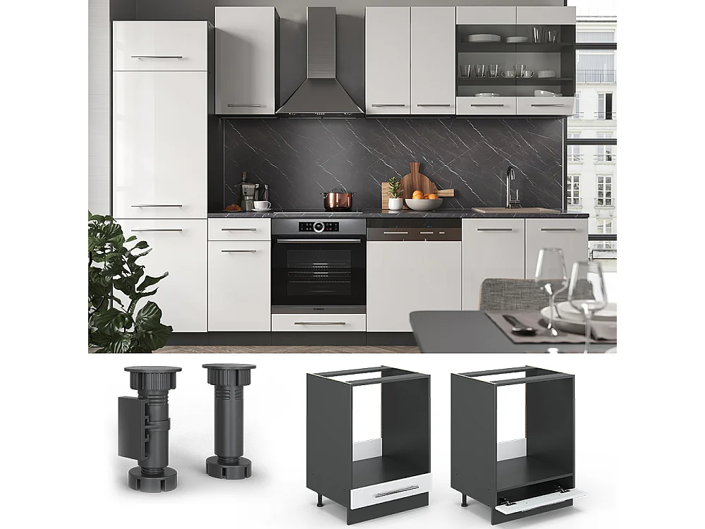 Mobile per forno da incasso bianco lucido 60x60x82 fame-line