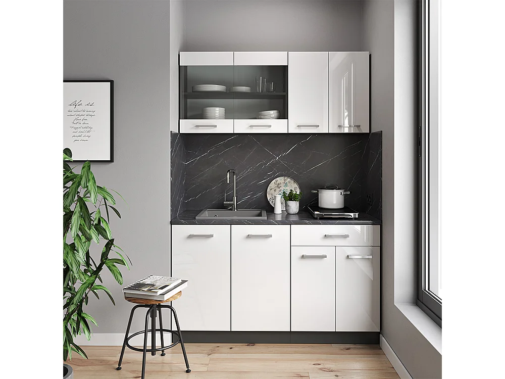 Armario de cocina para techo inclinado blanco alto brillo 80x46x81.6 r-line