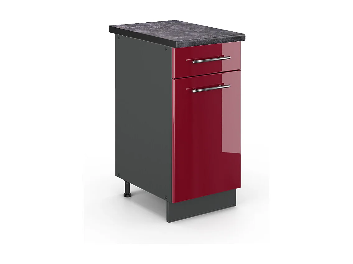 Meuble cuisine rouge bordeaux haute brillance 40x60x82 fame-line