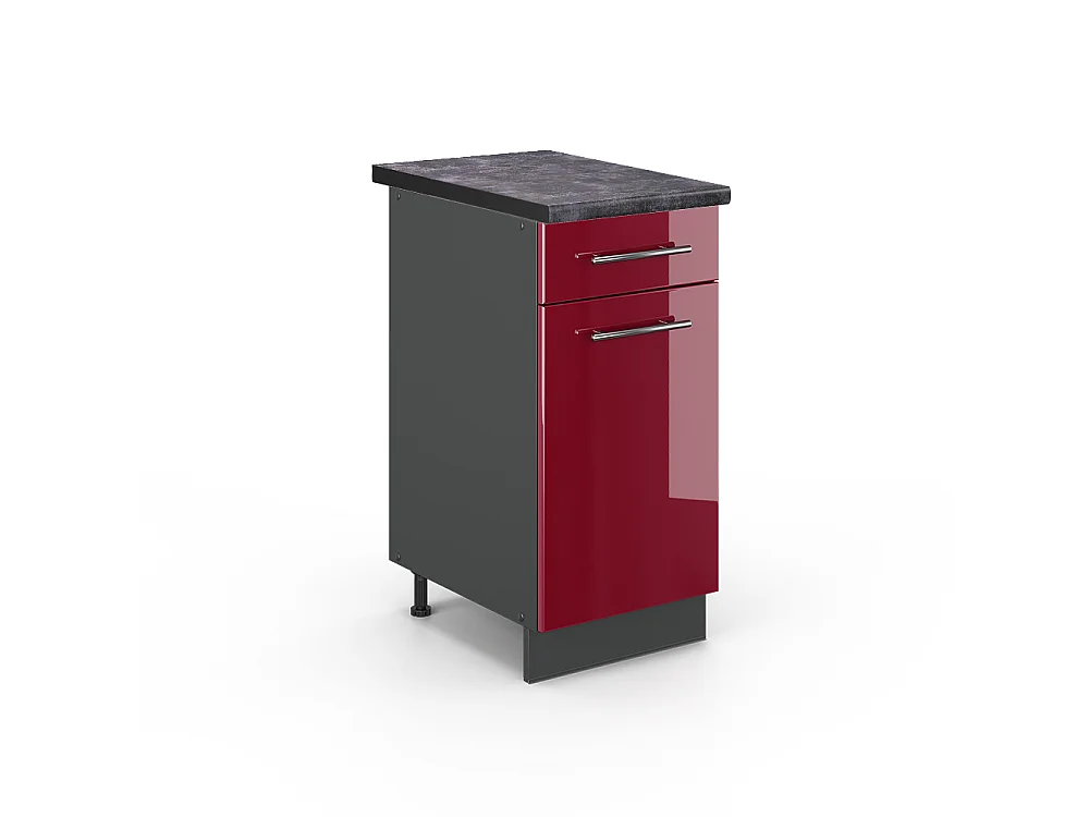 Meuble cuisine rouge bordeaux haute brillance 40x60x82 fame-line