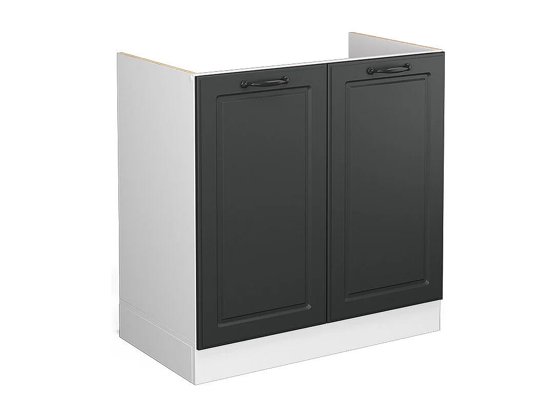 Meuble bas sous-évier anthracite campagne 80x46x81.6 r-line