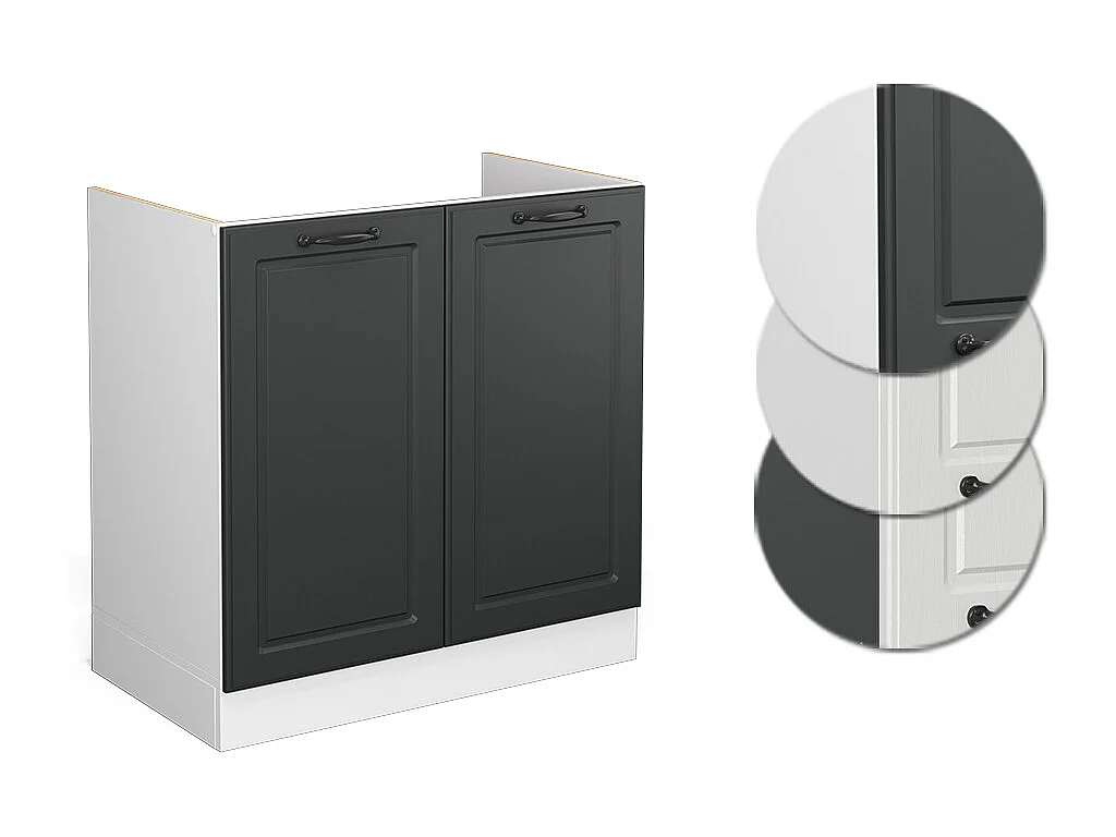 Meuble bas sous-évier anthracite campagne 80x46x81.6 r-line