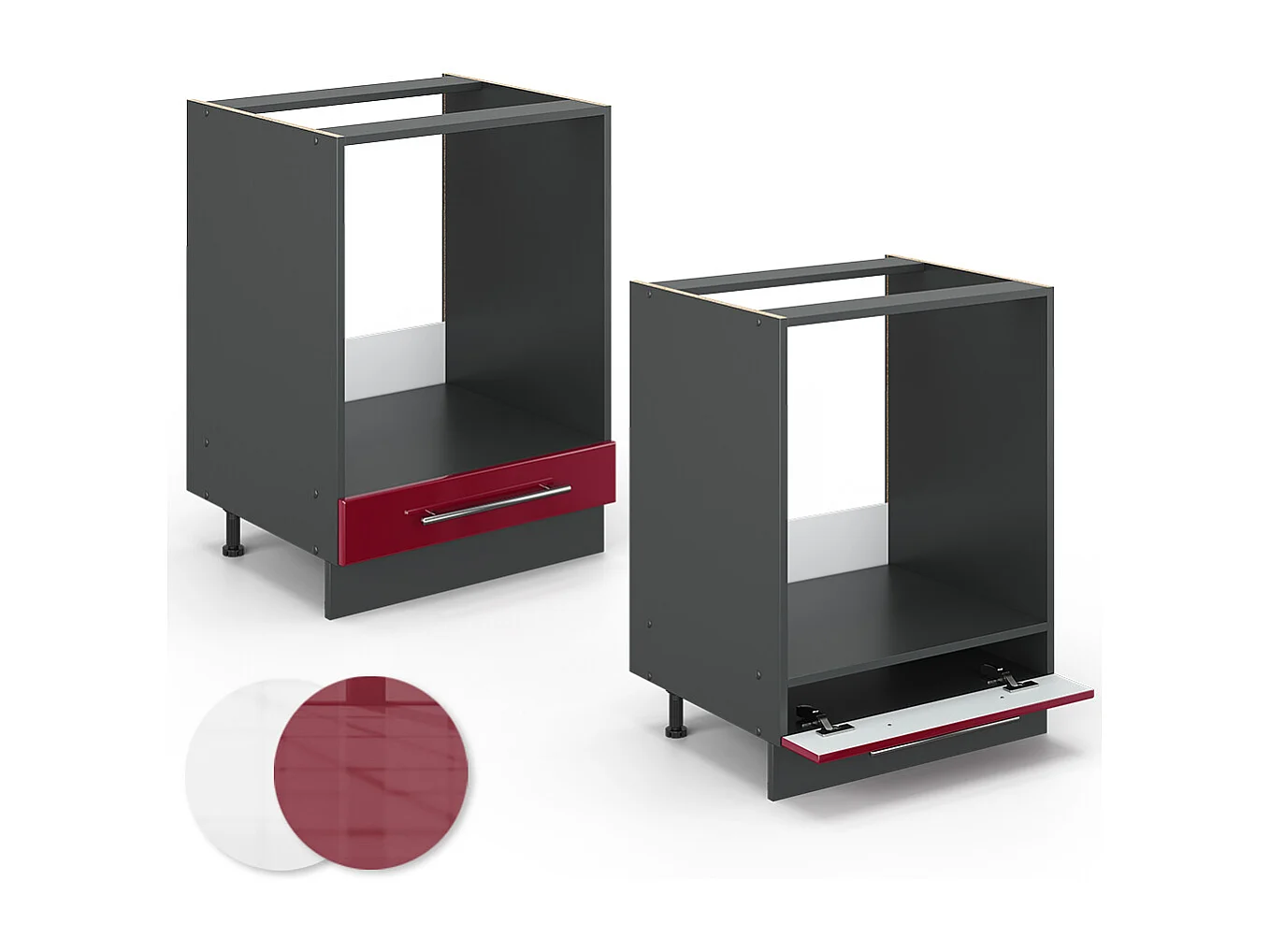 Armario para horno empotrado rojo burdeos alto brillo 60x60x82 fame-line