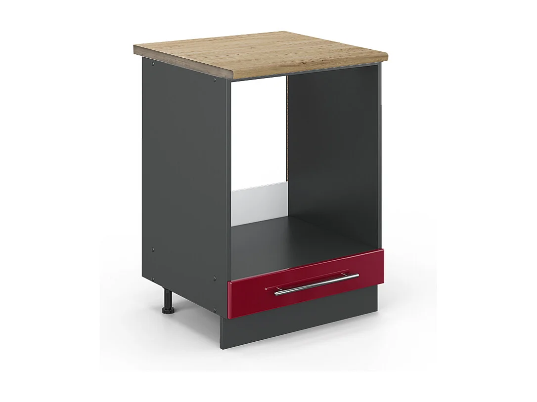 Meuble pour four rouge bordeaux haute brillance 60x60x82 fame-line