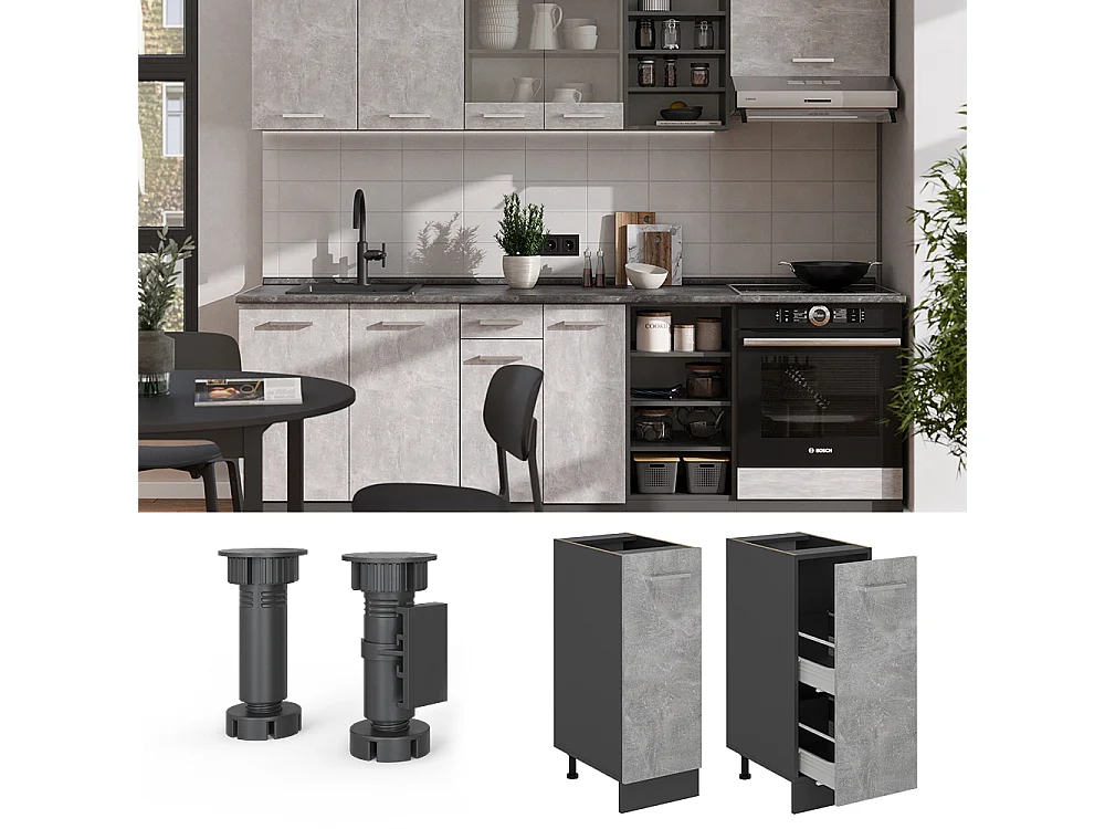 Meuble de cuisine béton 30x60x81.6 r-line